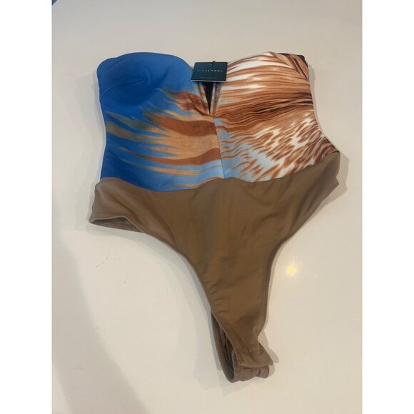 JLux Label Tropical One-Piece Swimsuit With Plunge Neckline NWT - Picture 2 of 9